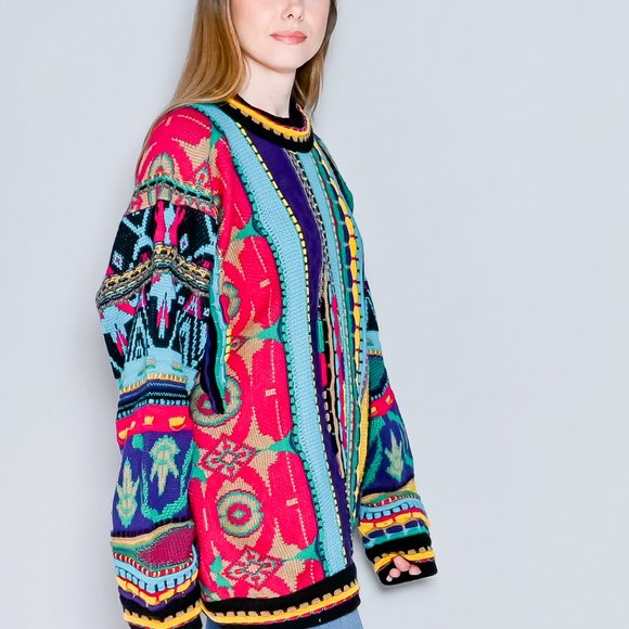 COOGI Australia Authentic 1990s Knit Colorful Sweater Large Vintage - Picture 2 of 7